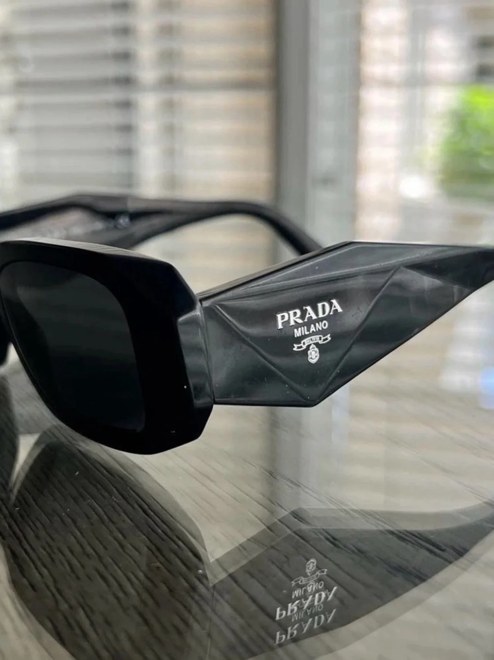 Prada Black Angular Logo Sunglasses